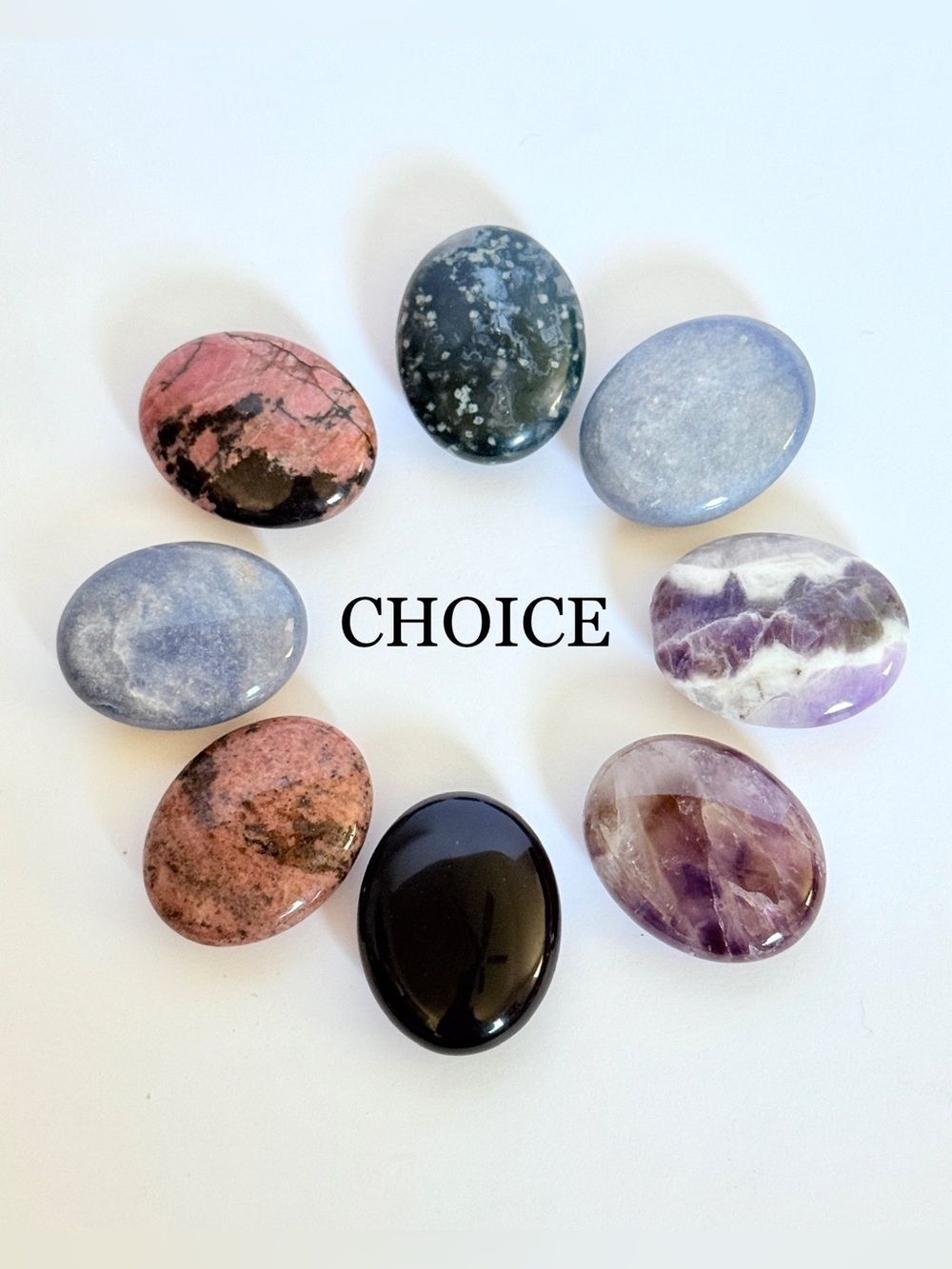 Choice of Polished Gemstone Palm Stones - $10/1; $5 for each additional; $35 all